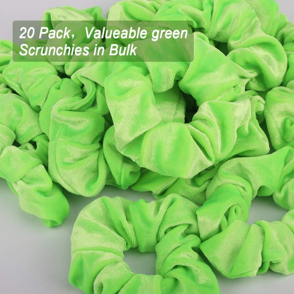 20 Pcs Hair Scrunchies Solid Color Soft Scrunchies Hair Ties Green Velvet Scrunc View 5